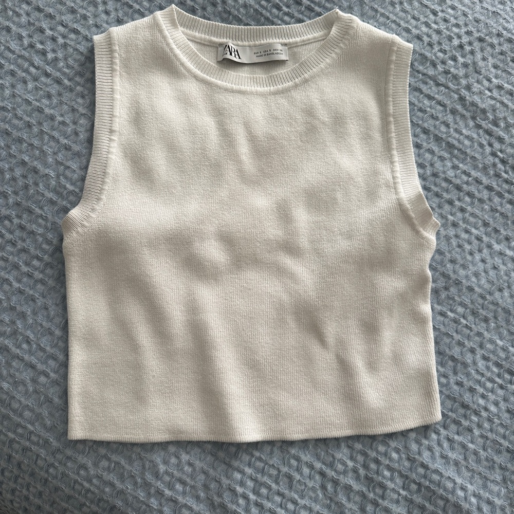 White Sleeveless Knit Top